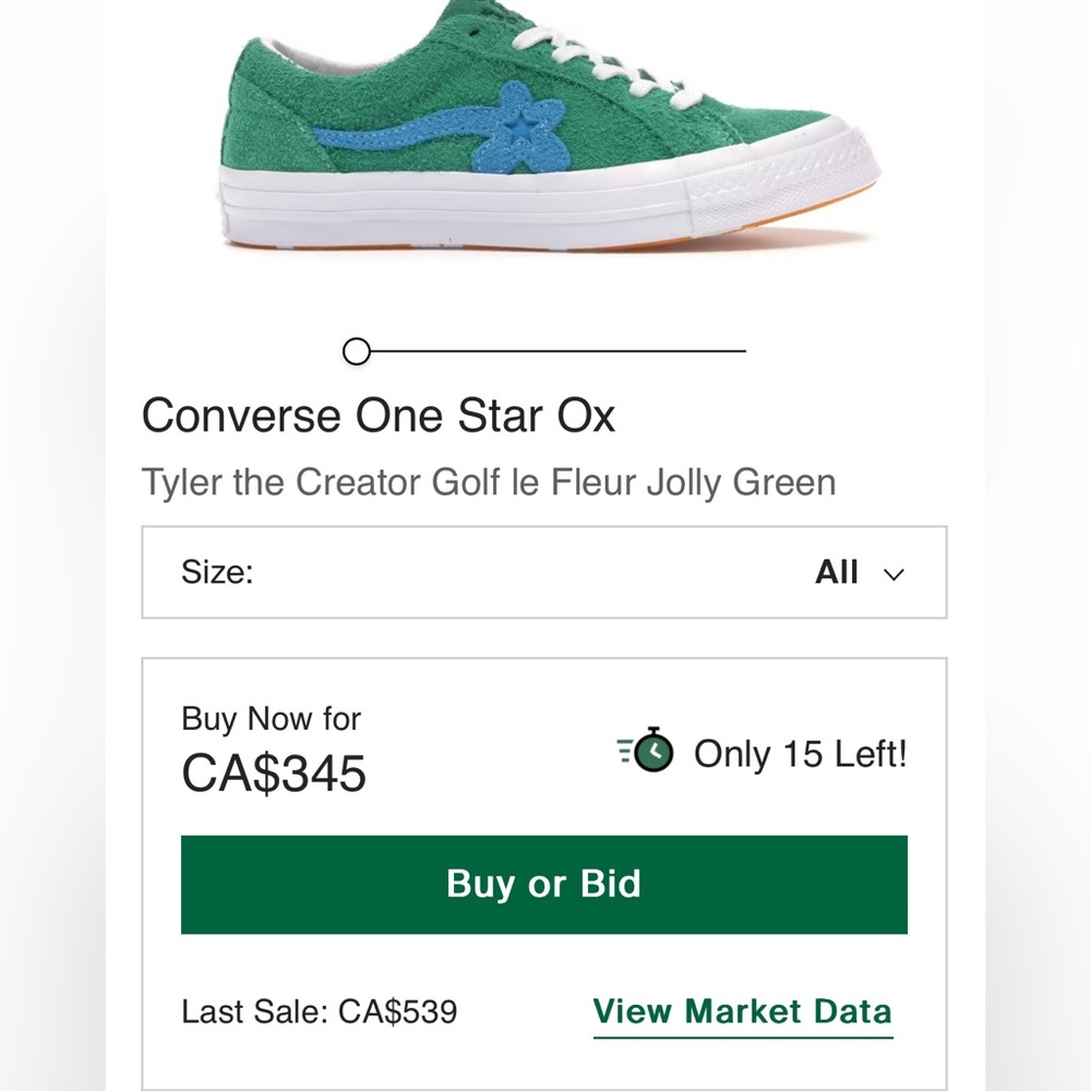 Converse One Star Ox Tyler the Creator Golf le Fleur Jolly Green size 10